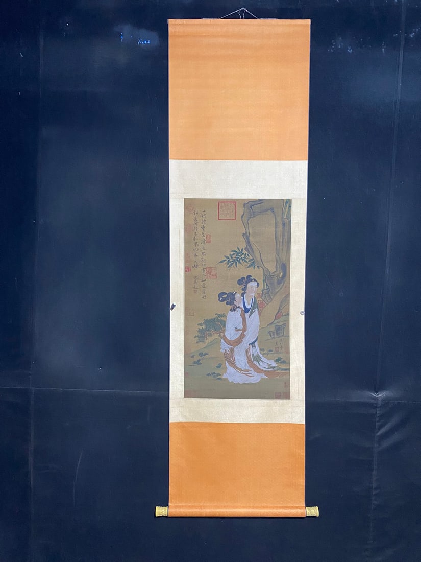 Chinese Watercolour On Silk Figure Design Painting (1 of 9)