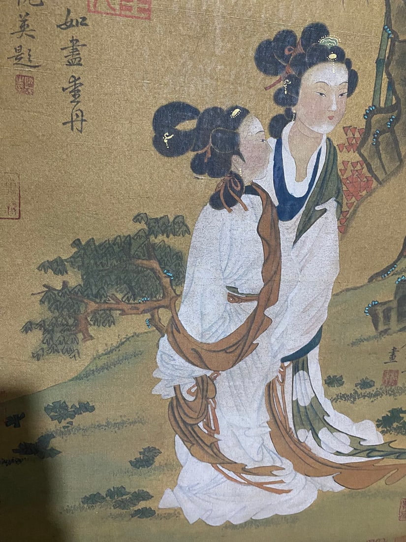 Chinese Watercolour On Silk Figure Design Painting - 5