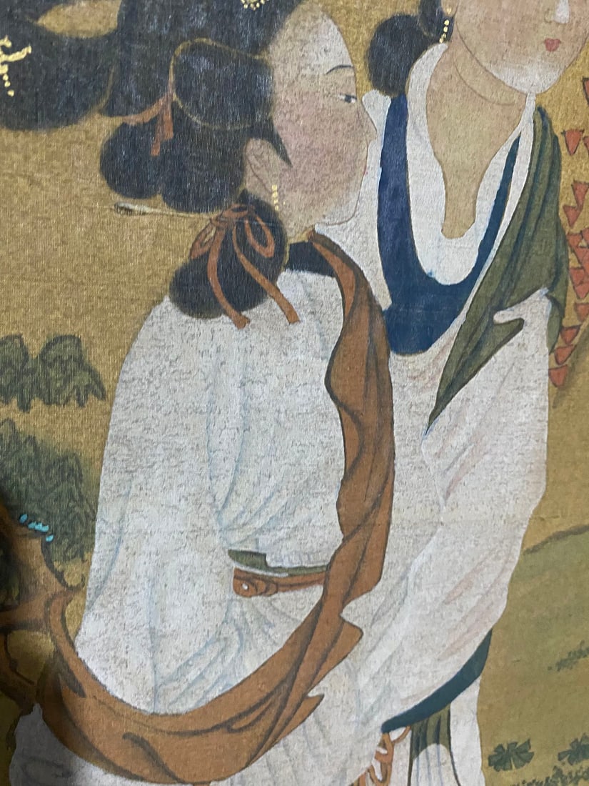 Chinese Watercolour On Silk Figure Design Painting - 7