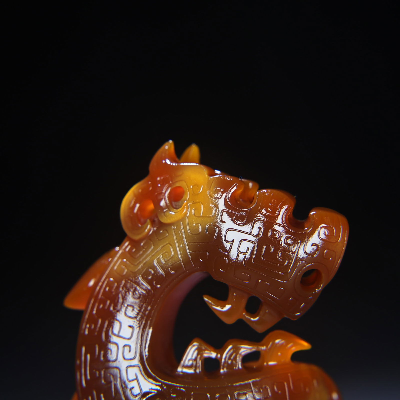 Old Chinese Agate Dragon Statue - 4