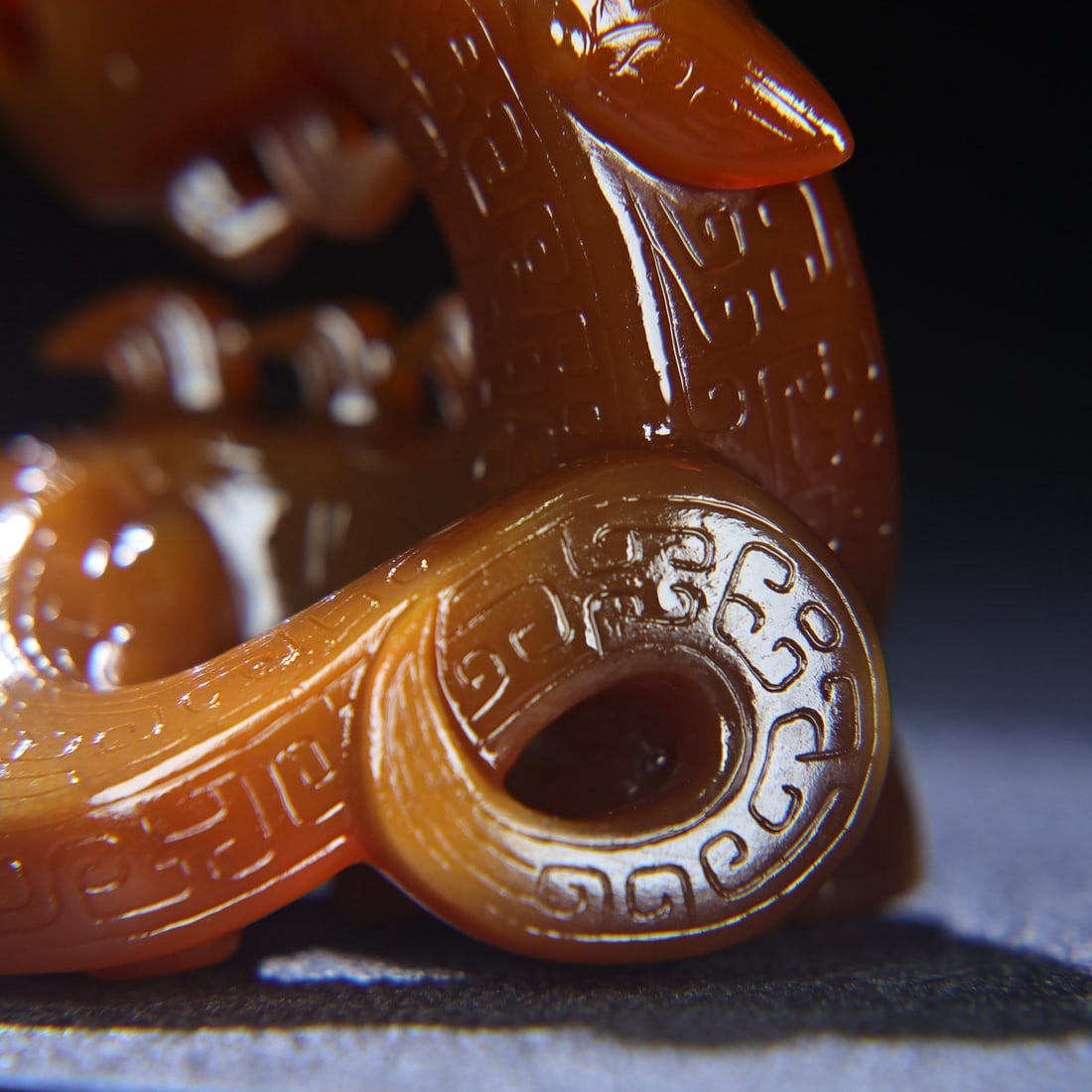 Old Chinese Agate Dragon Statue - 6