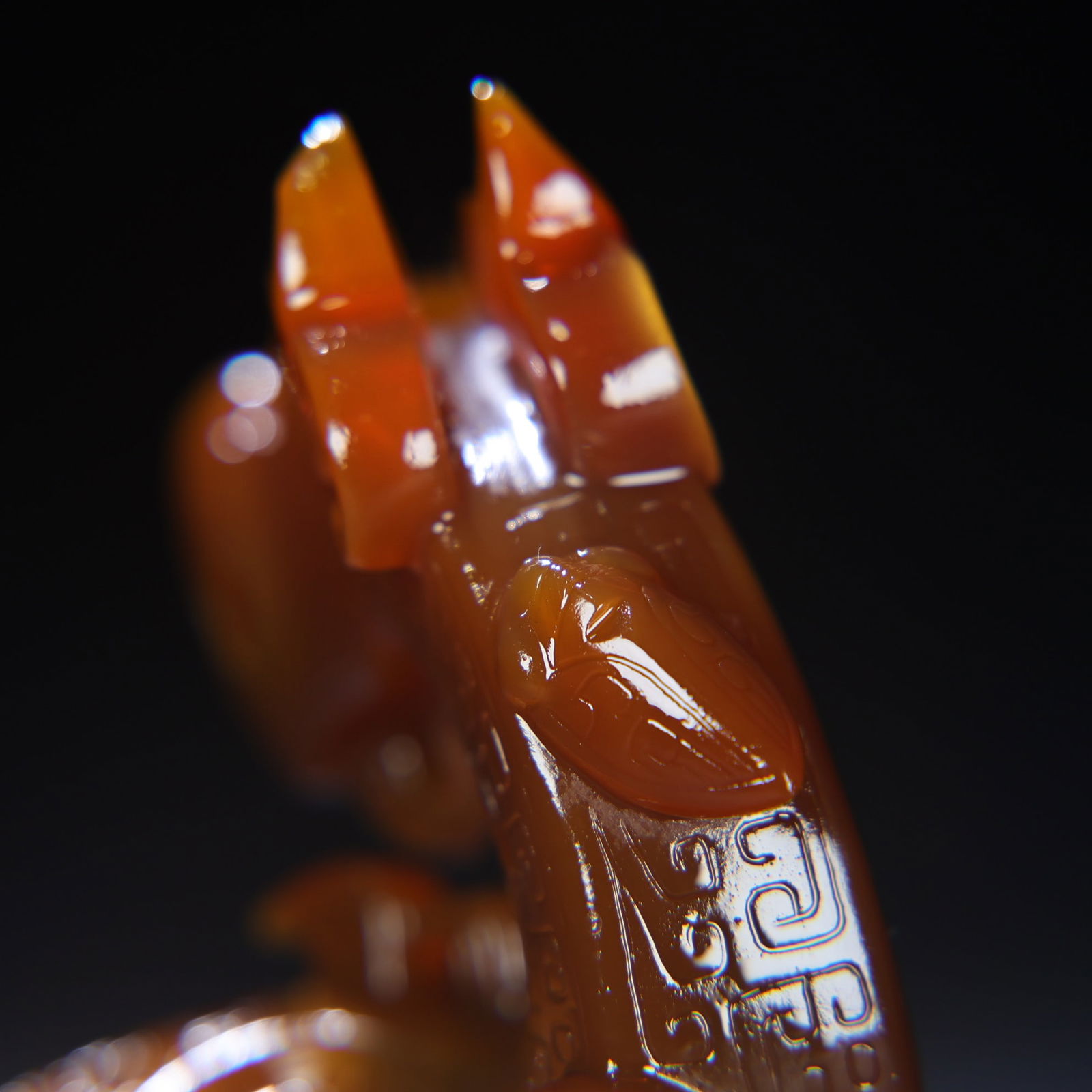 Old Chinese Agate Dragon Statue - 7