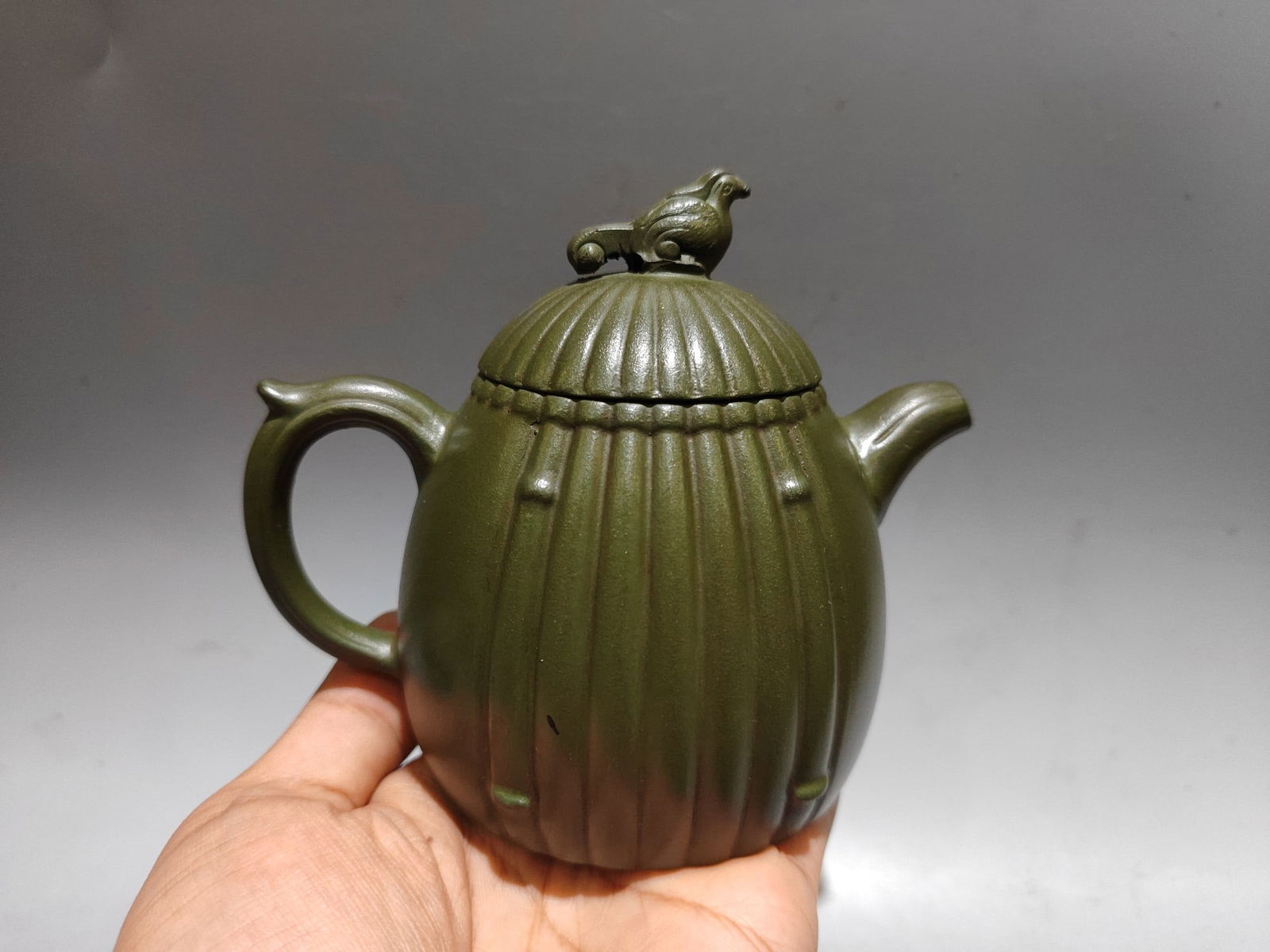 A Set Chinese Green Yixing Zisha Clay Teapot & Cup - 3