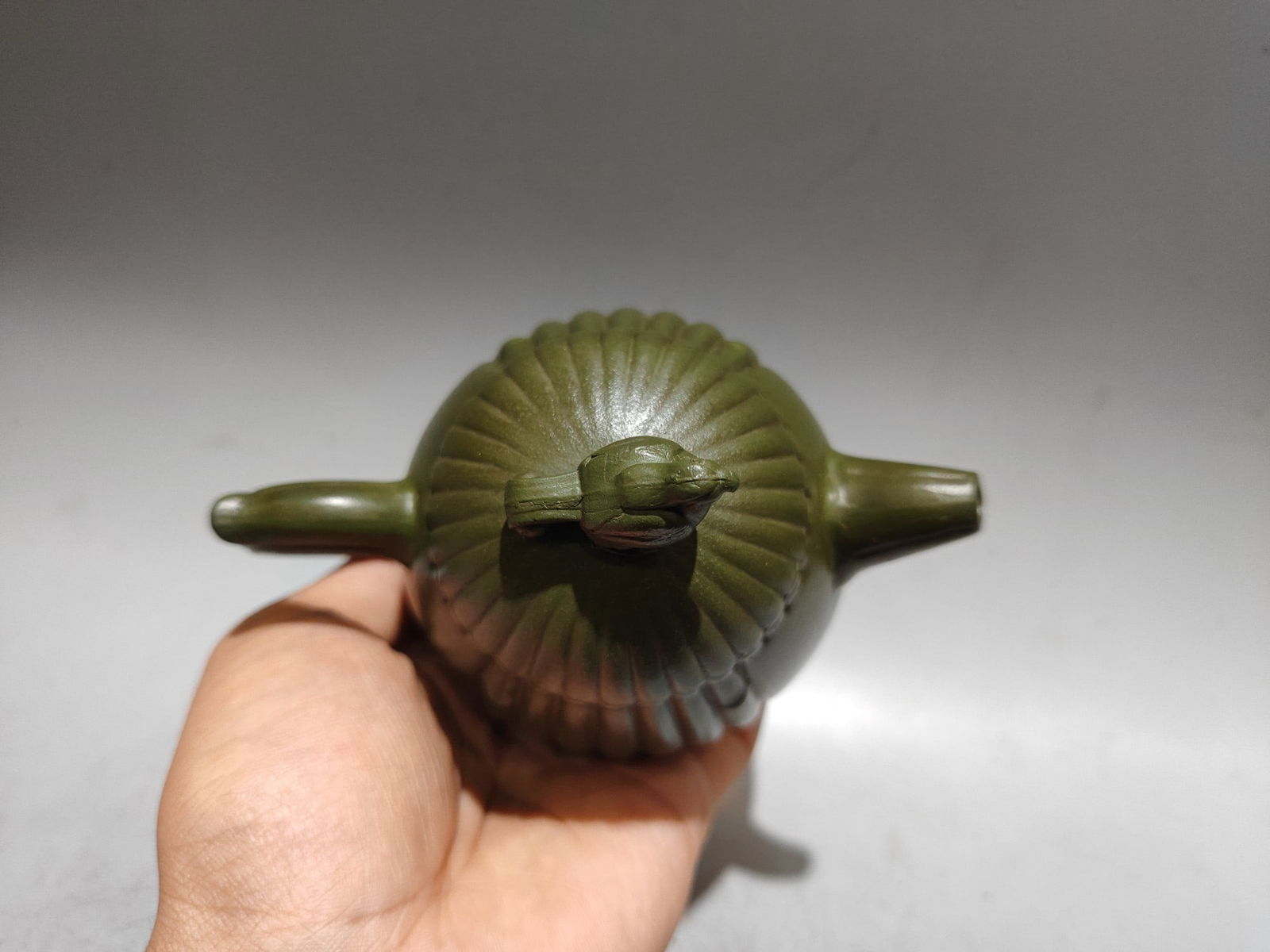 A Set Chinese Green Yixing Zisha Clay Teapot & Cup - 4