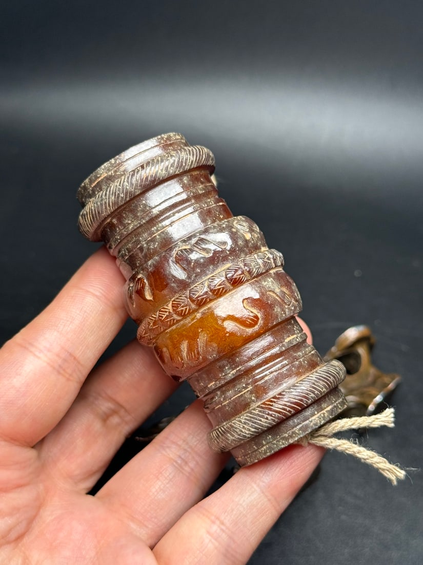 Old Chinese Hetian Jade Pendant - Lezi - 8