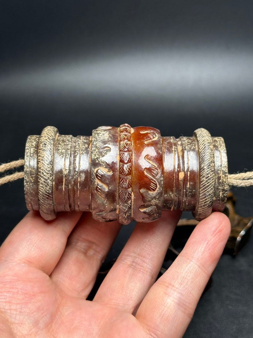 Old Chinese Hetian Jade Pendant - Lezi - 9