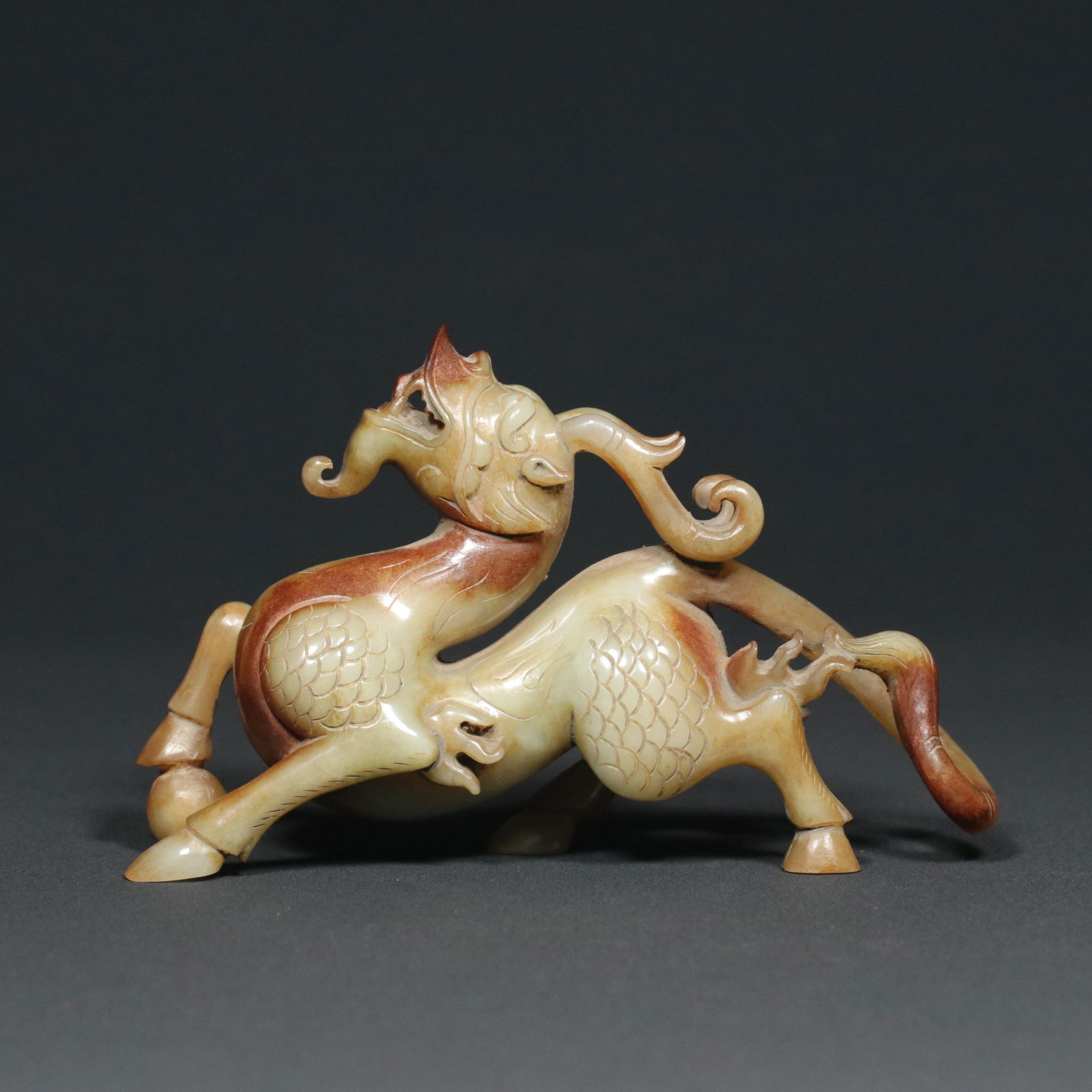 Vintage Chinese Hetian Jade Kylin Statue (1 of 9)