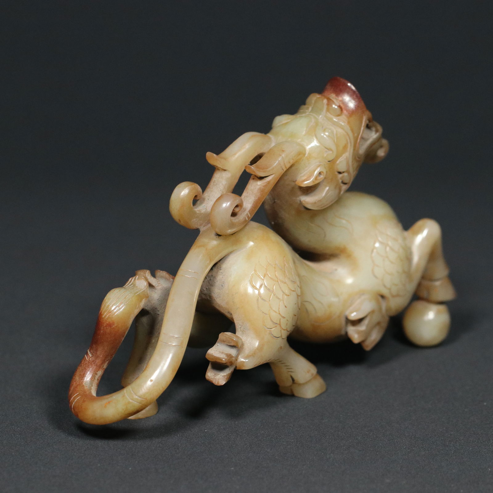 Vintage Chinese Hetian Jade Kylin Statue - 5