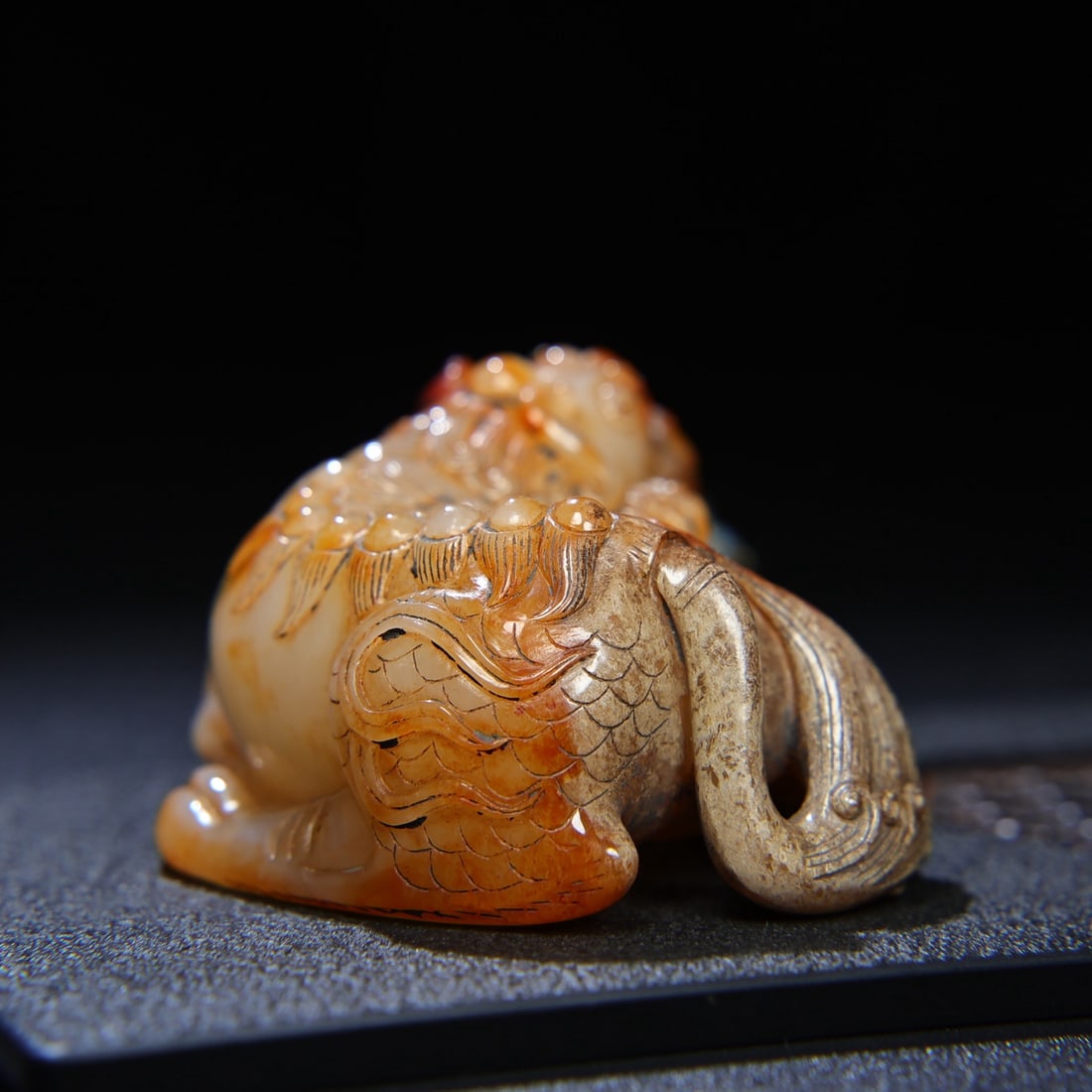 Old Chinese Hetian Jade Lion Beast Pendant - 5