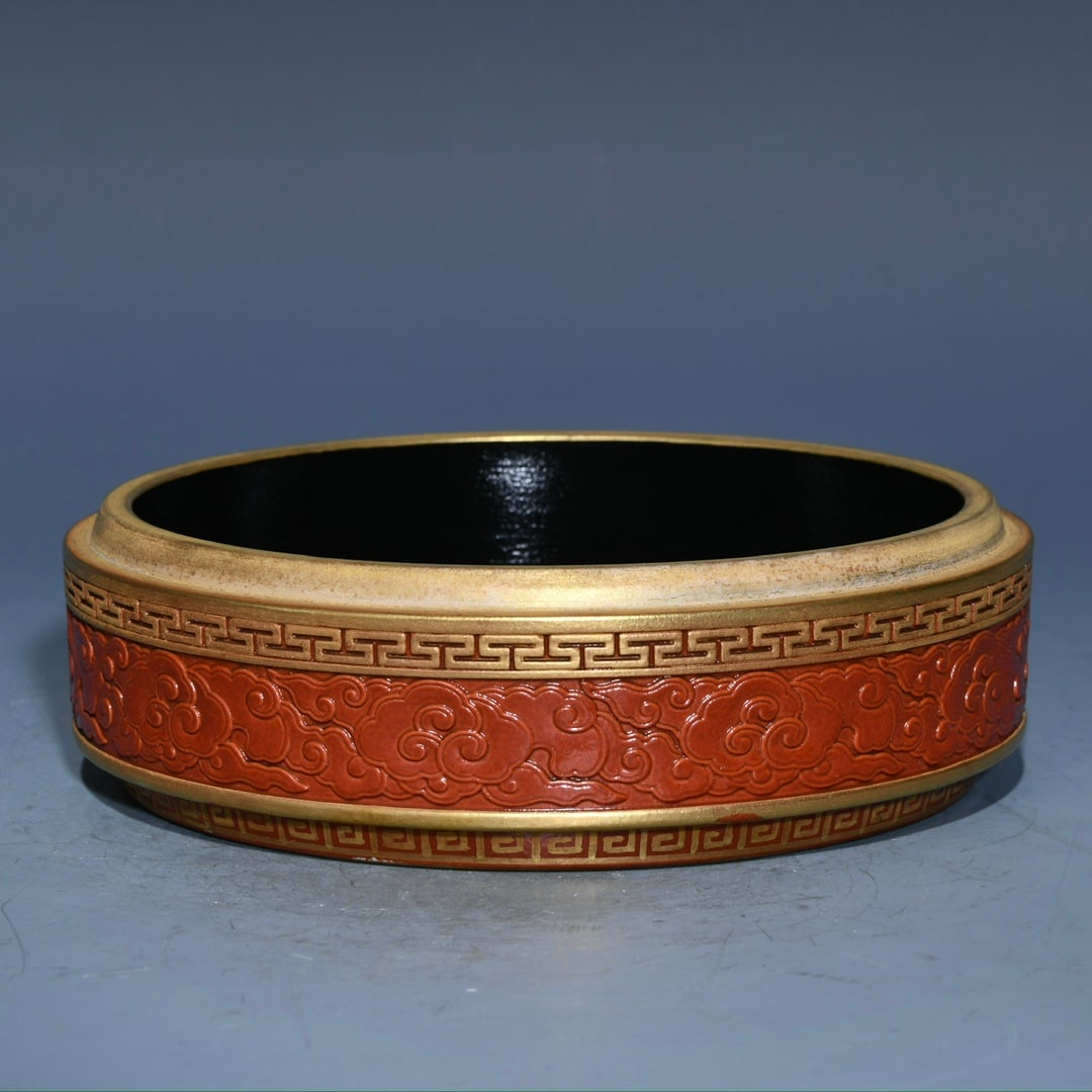ChineseGilt Gold Iron Red Glaze Dragon Porcelain Box - 5