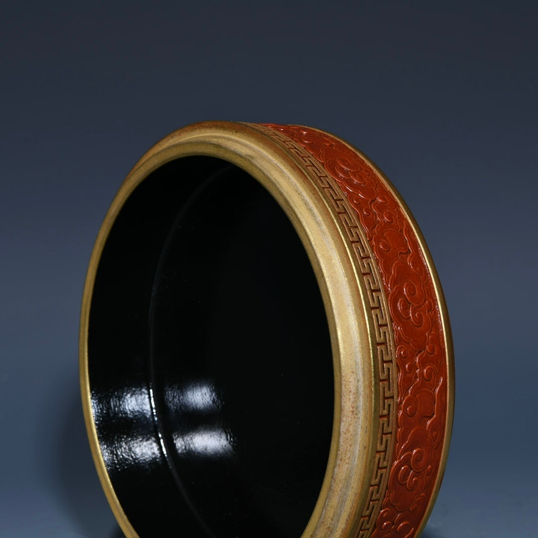 ChineseGilt Gold Iron Red Glaze Dragon Porcelain Box - 6