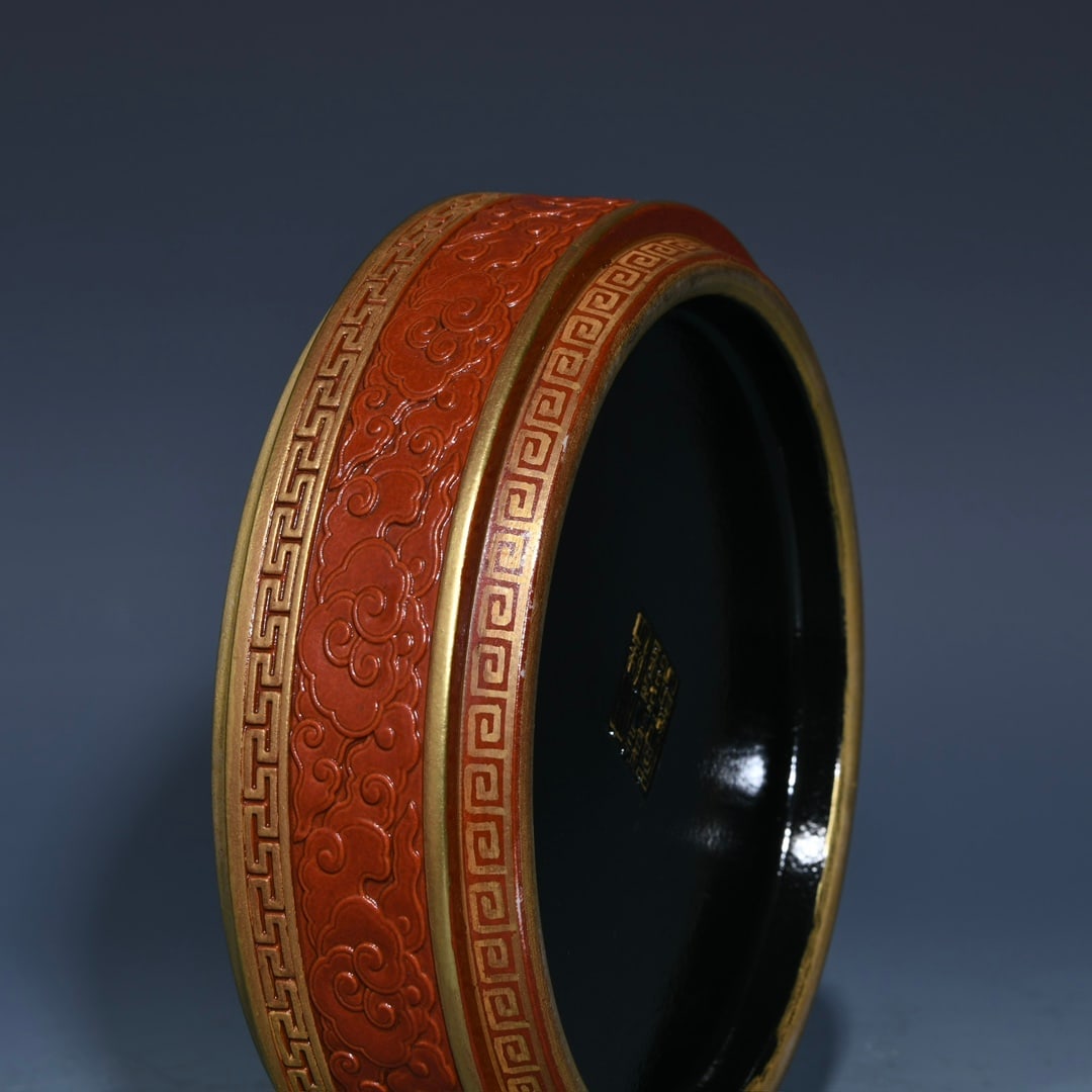 ChineseGilt Gold Iron Red Glaze Dragon Porcelain Box - 7