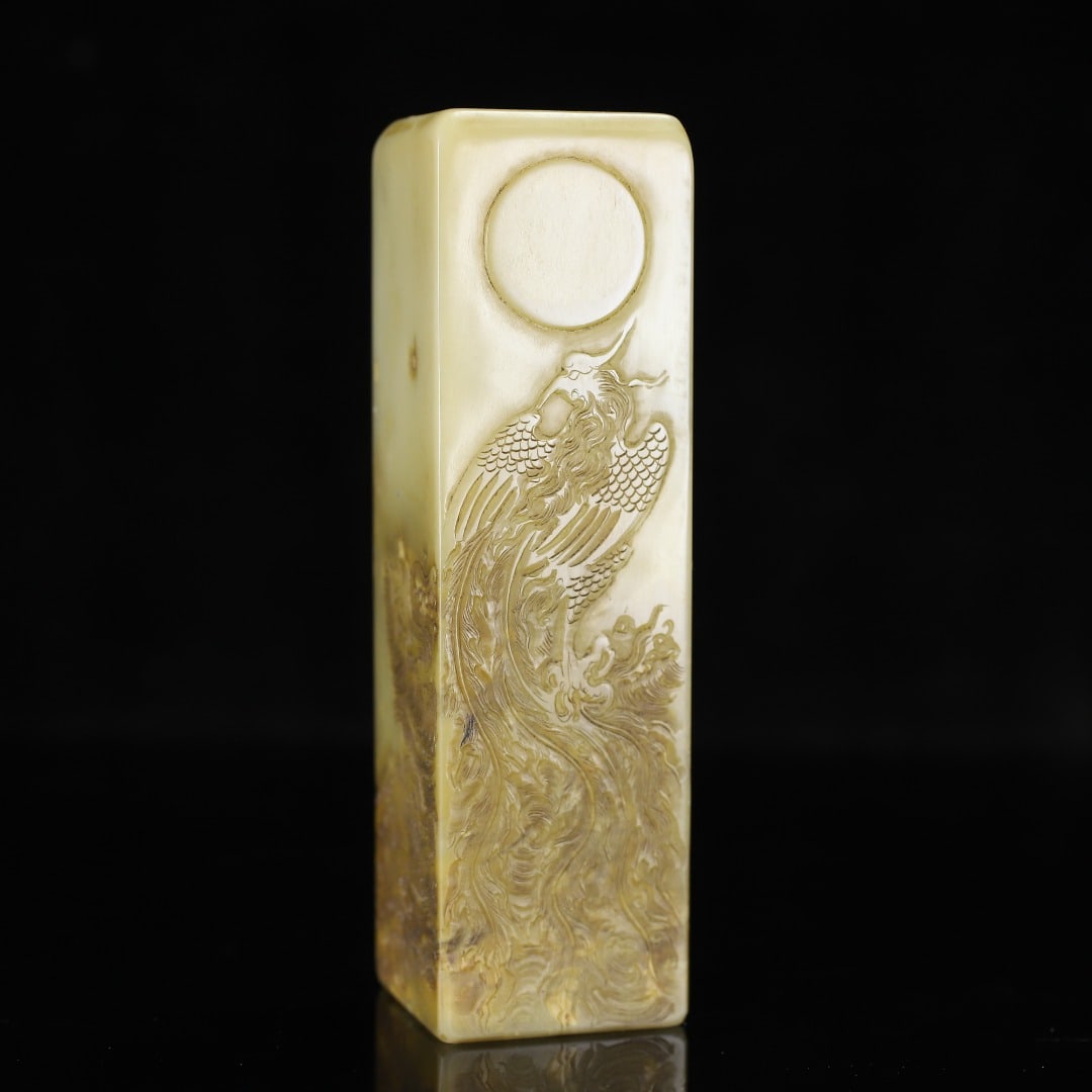 A Pair Chinese Shoushan Stone Dragon Phoenix Seal Statue - 5