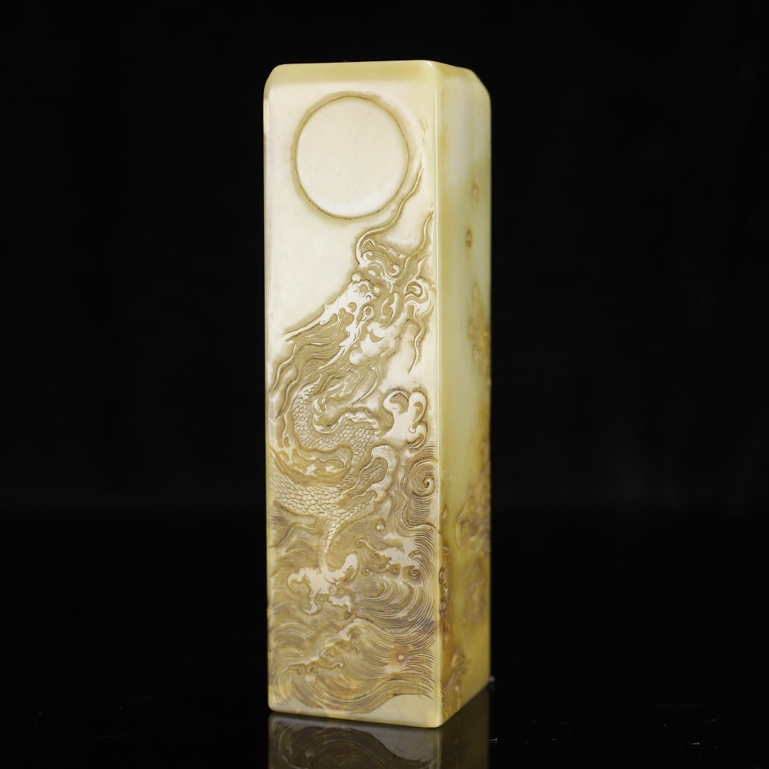 A Pair Chinese Shoushan Stone Dragon Phoenix Seal Statue - 6