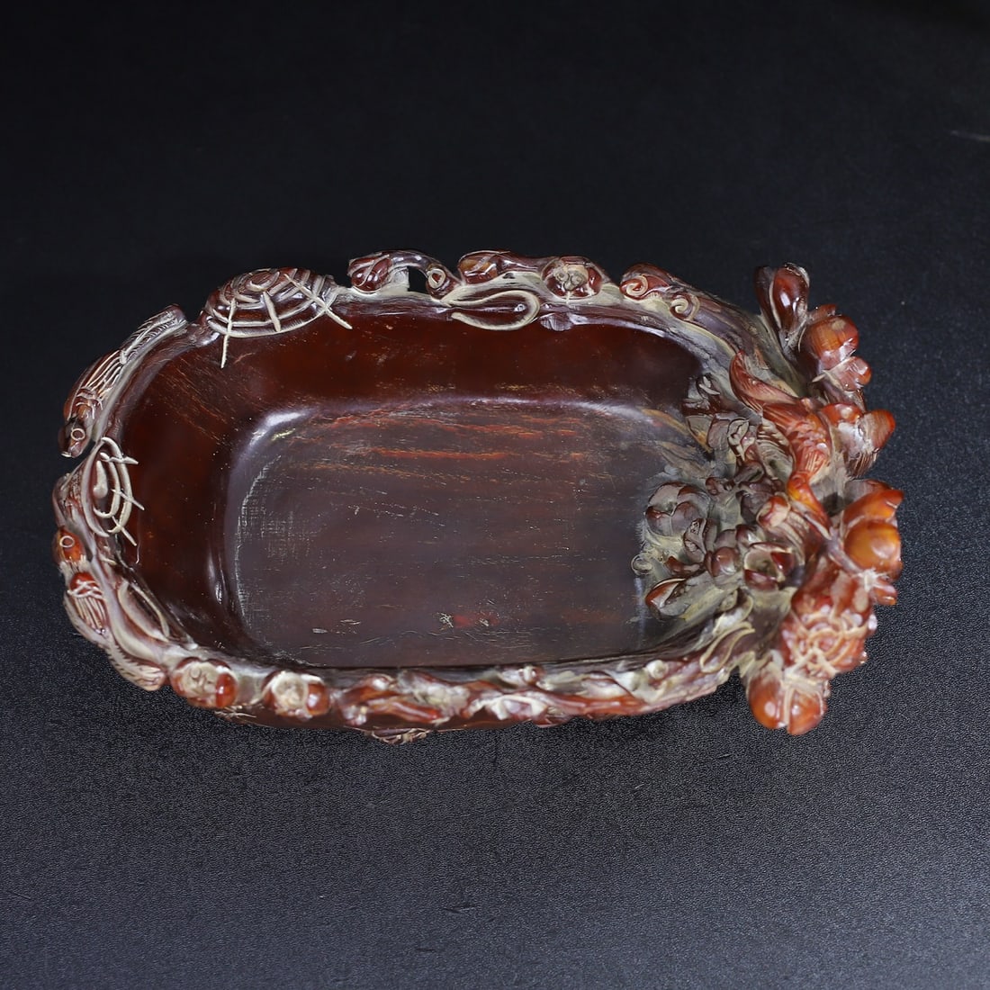 Hand Carved Ox Horn Magpie plum blossom Brush Washer - 2