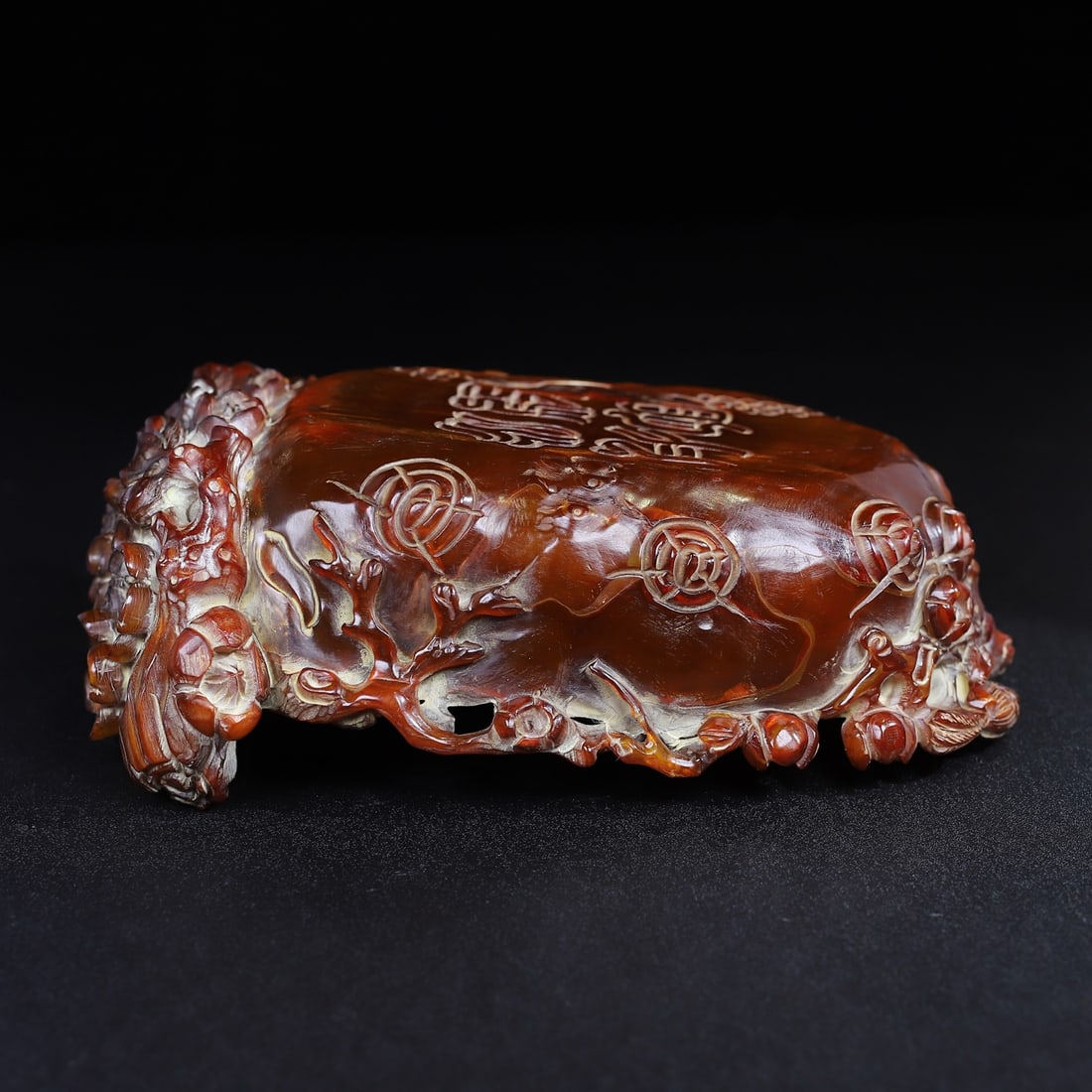 Hand Carved Ox Horn Magpie plum blossom Brush Washer - 9