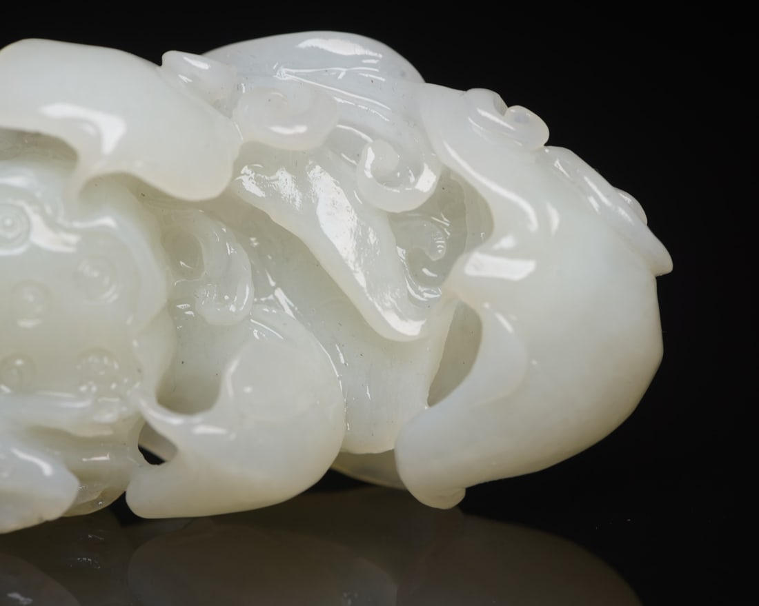 Chinese Hetian Jade Frog & Lotus Pendant - 7