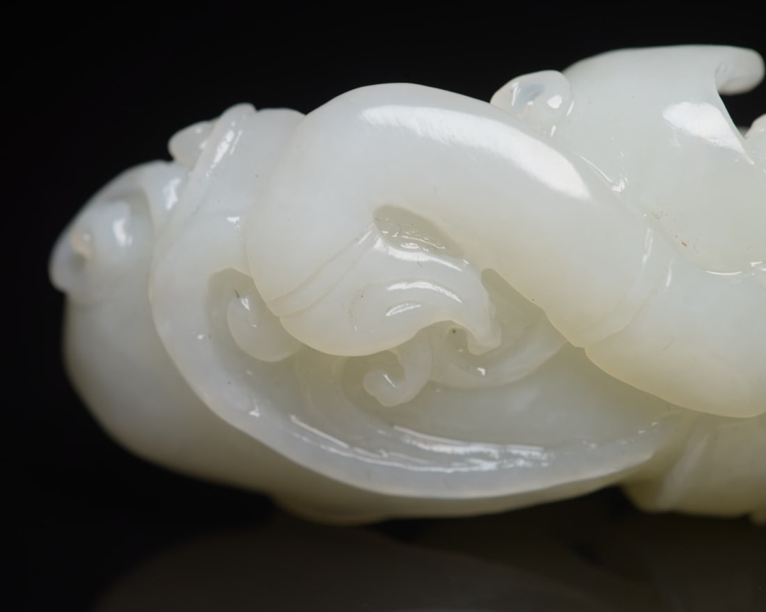 Chinese Hetian Jade Frog & Lotus Pendant - 8