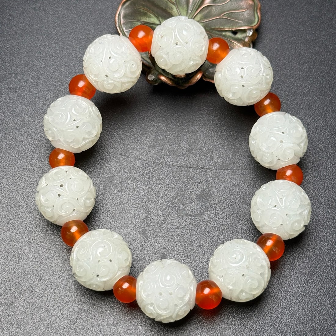 Openwork Chinese Hetian Jade Beads Hand Chain (1 of 9)