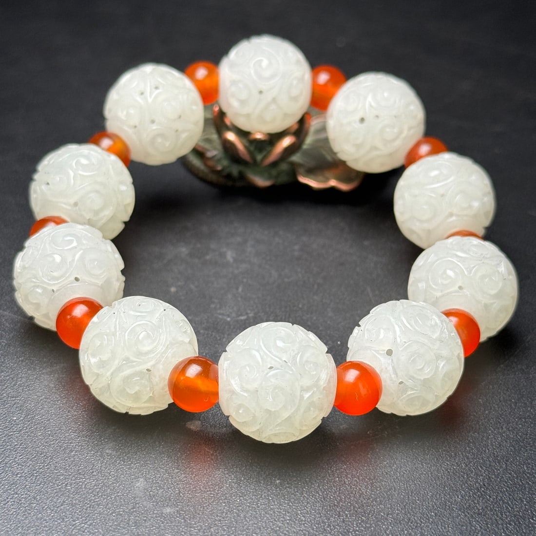 Openwork Chinese Hetian Jade Beads Hand Chain - 6