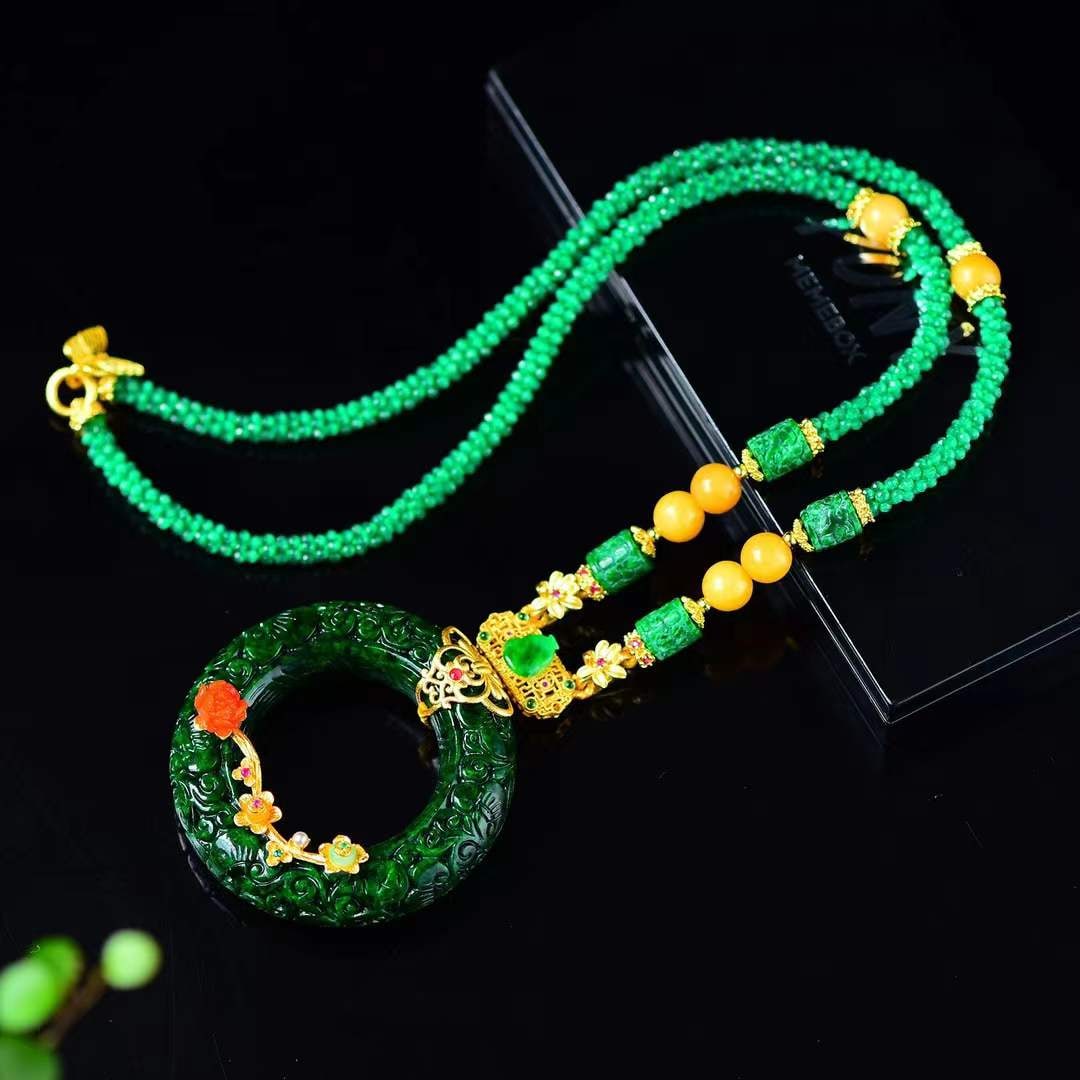 Natural Green Jadeite Lucky Pendant with Certificate - 2