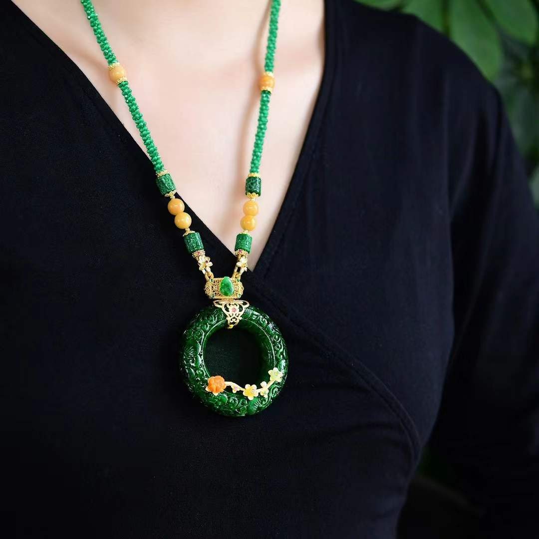 Natural Green Jadeite Lucky Pendant with Certificate - 4