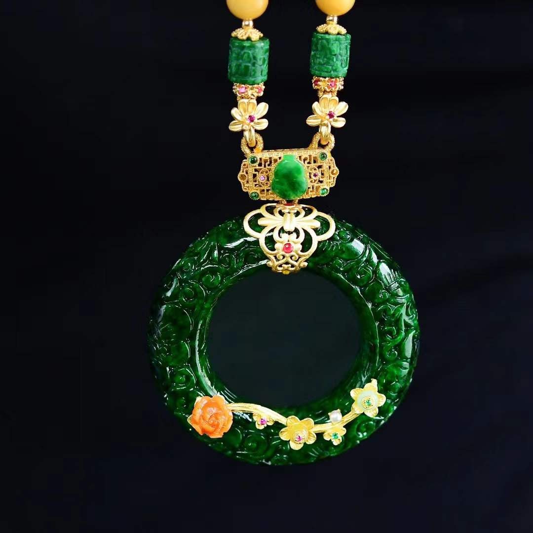 Natural Green Jadeite Lucky Pendant with Certificate - 5