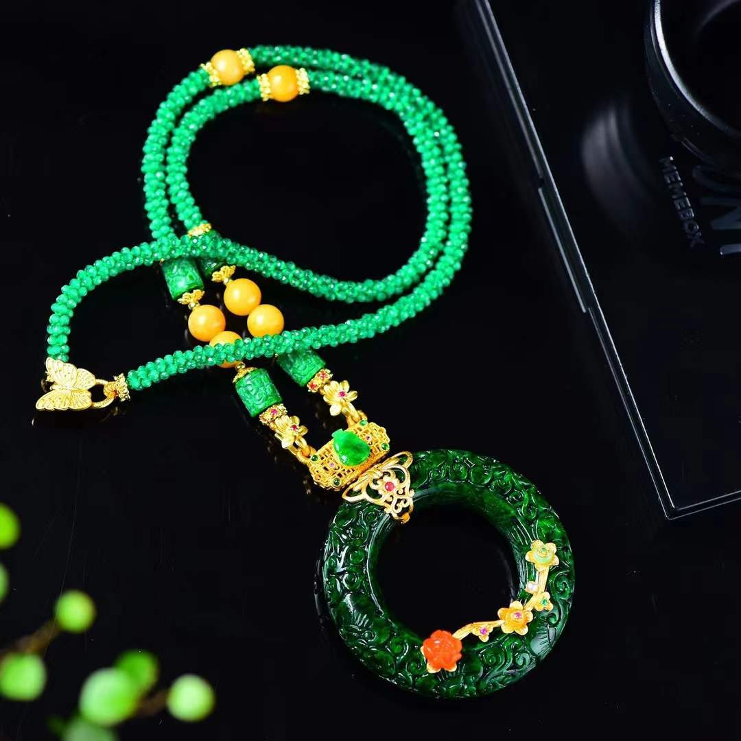 Natural Green Jadeite Lucky Pendant with Certificate - 6