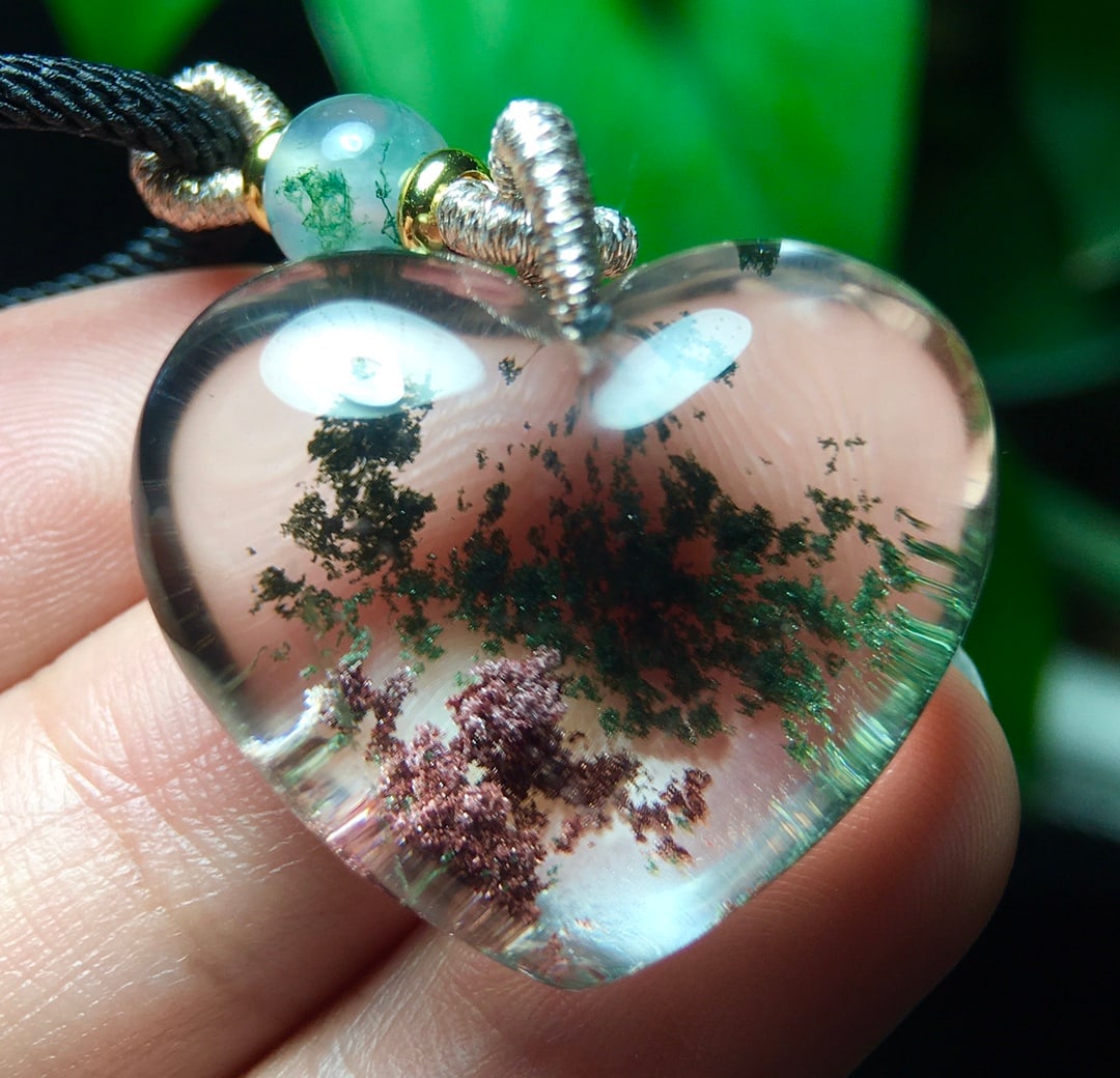 Natural Crystal Heart-shaped Pendant - 2