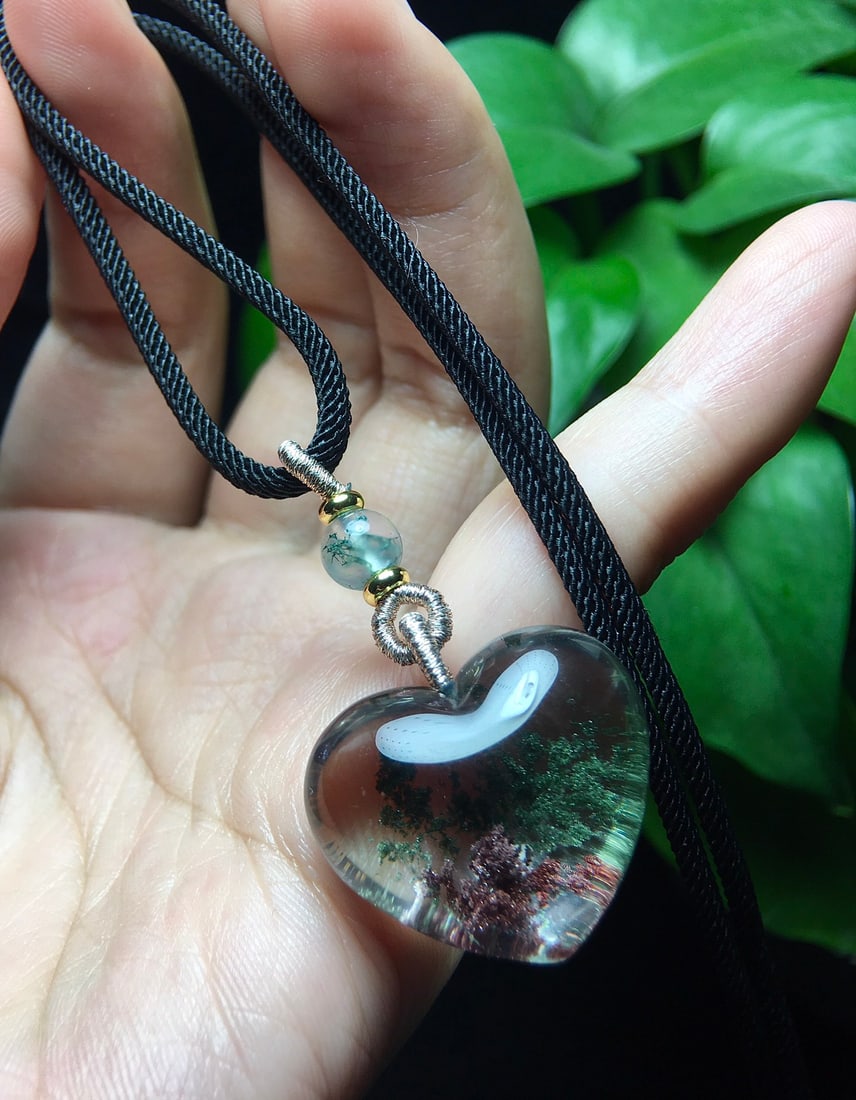 Natural Crystal Heart-shaped Pendant - 5