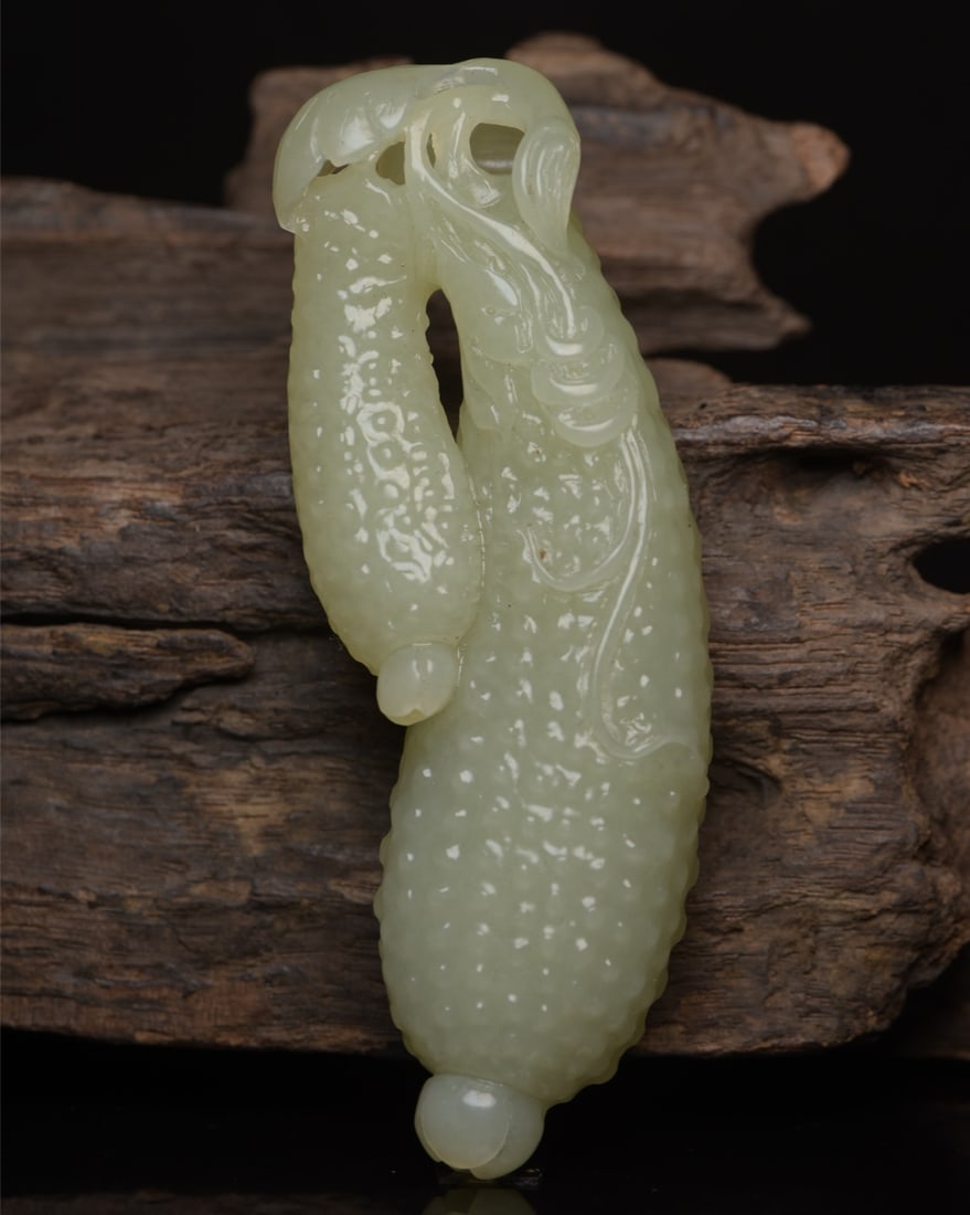 Chinese Hetian Jade Melon Pendant - 2