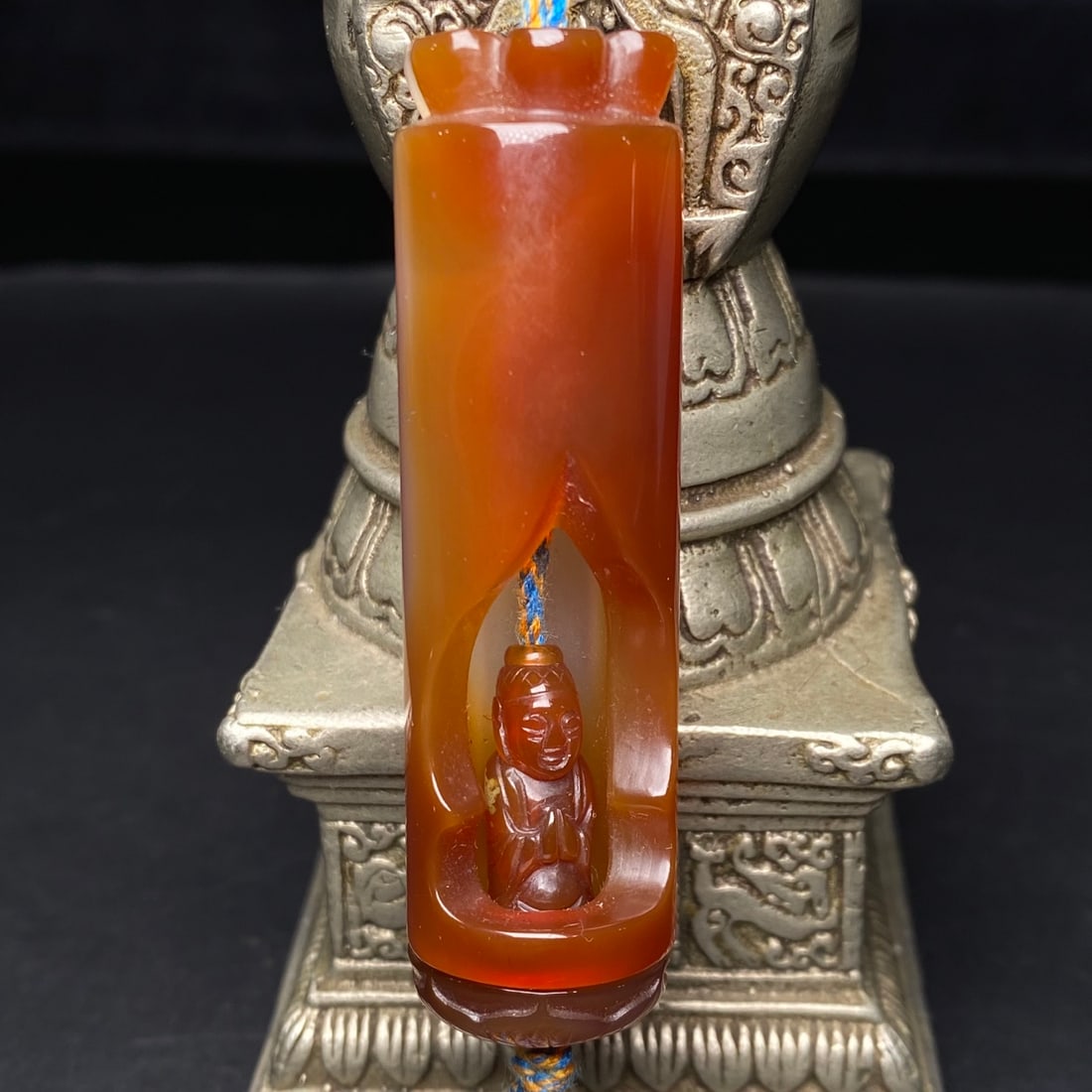 Chinese Agate Turn Heart Buddha Pendant - 6