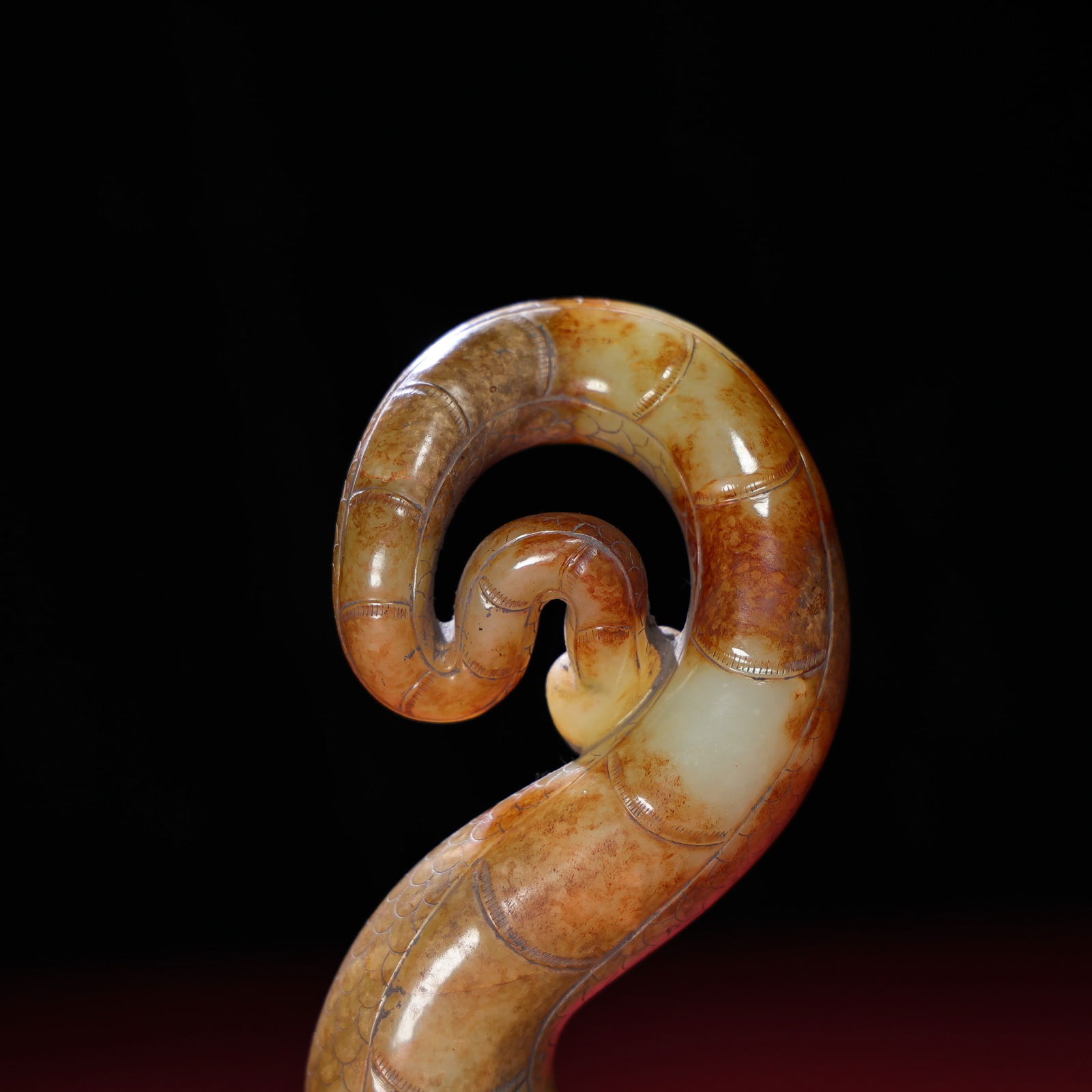 Old Chinese Hetian Jade Snake Statue - 7