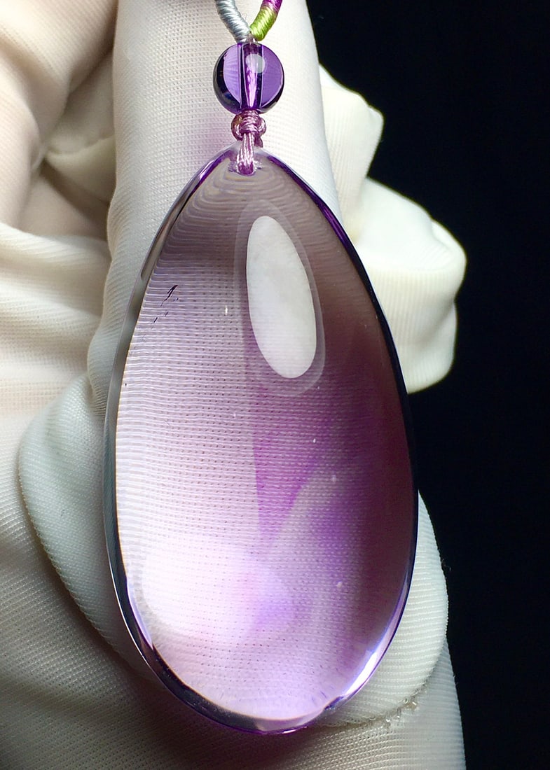 Natural Amethyst Water-drop Pendant with Certificate - 2