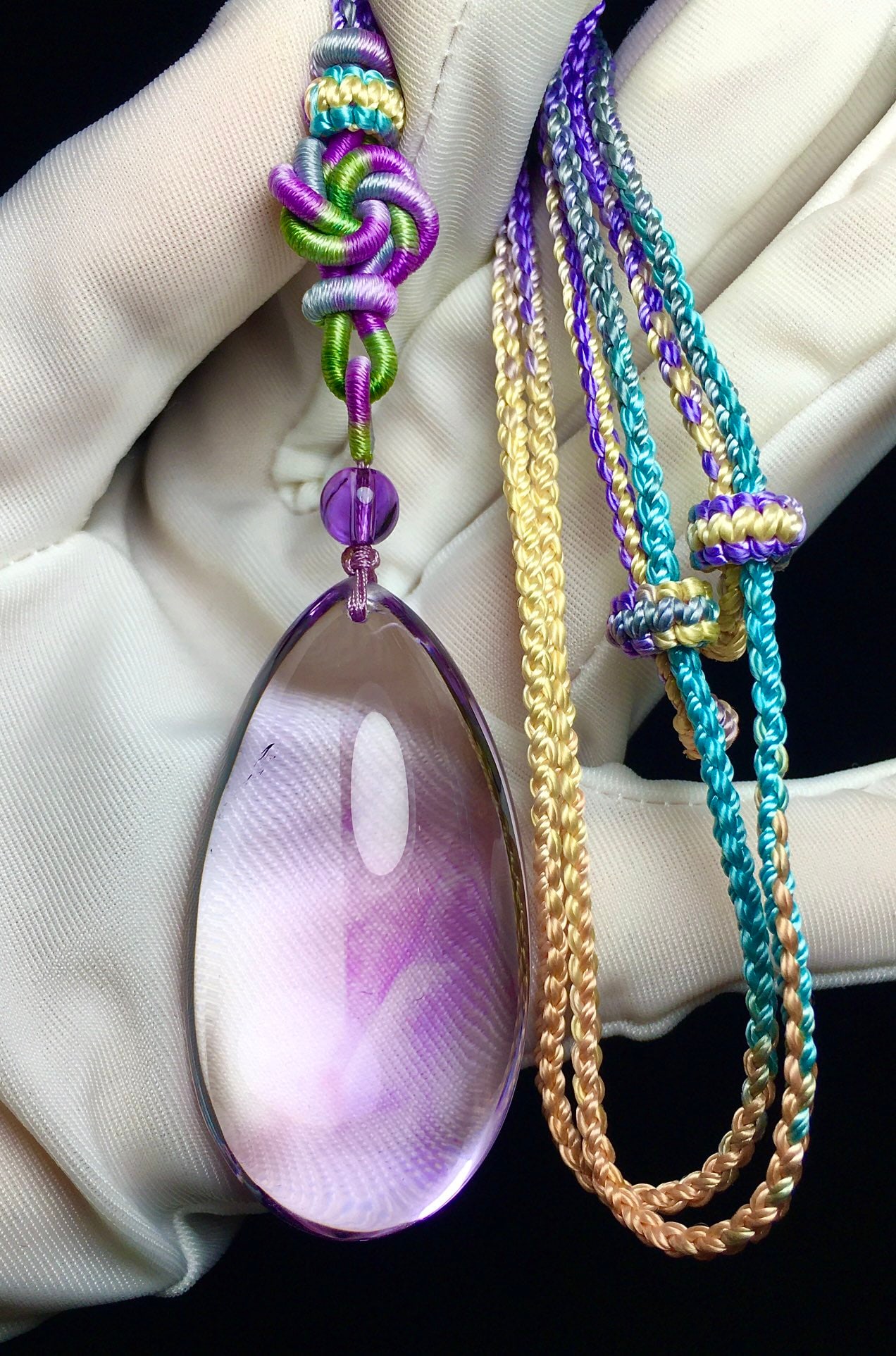 Natural Amethyst Water-drop Pendant with Certificate - 4