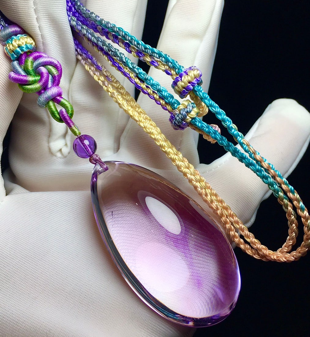 Natural Amethyst Water-drop Pendant with Certificate - 5