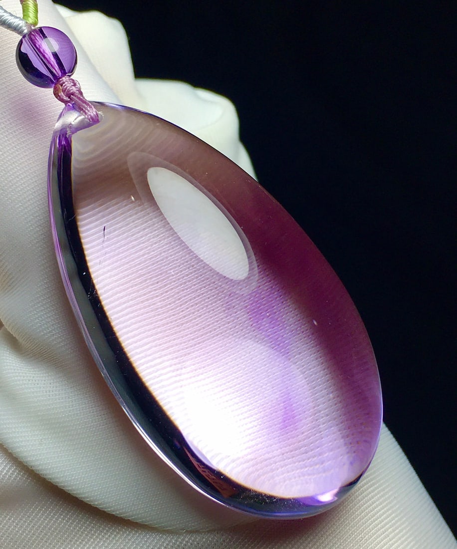 Natural Amethyst Water-drop Pendant with Certificate - 7