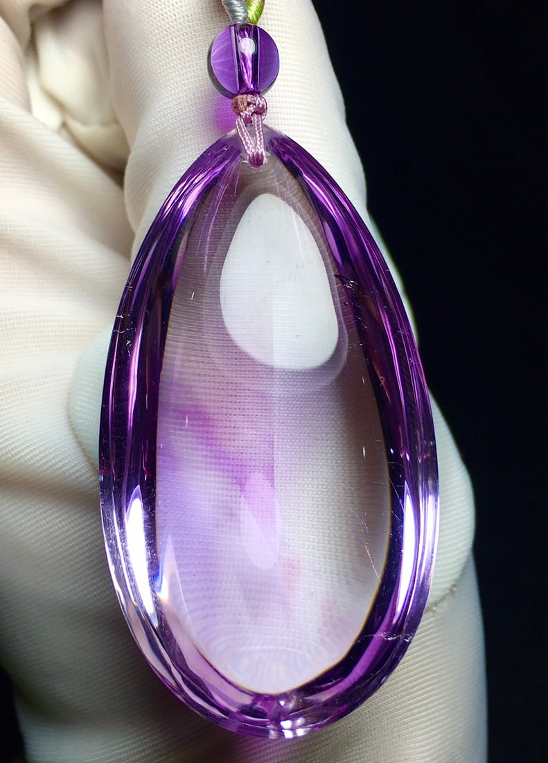 Natural Amethyst Water-drop Pendant with Certificate - 8
