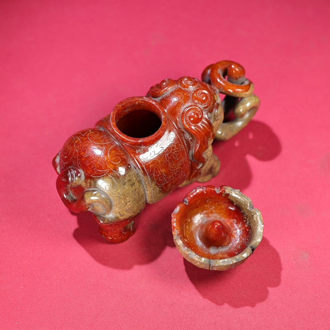 Old Chinese Hetian Jade Elephant Candlestick Statue - 7