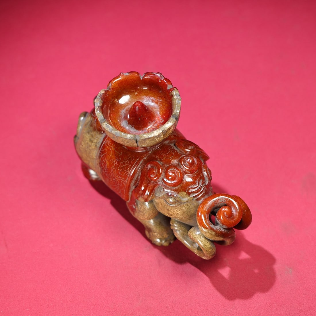 Old Chinese Hetian Jade Elephant Candlestick Statue - 8