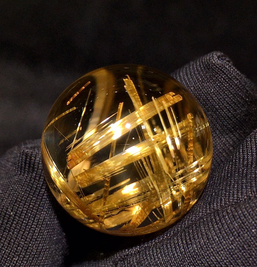 Natural Rutilated Quartz Lucky Ball Pendant with Certificate - 7