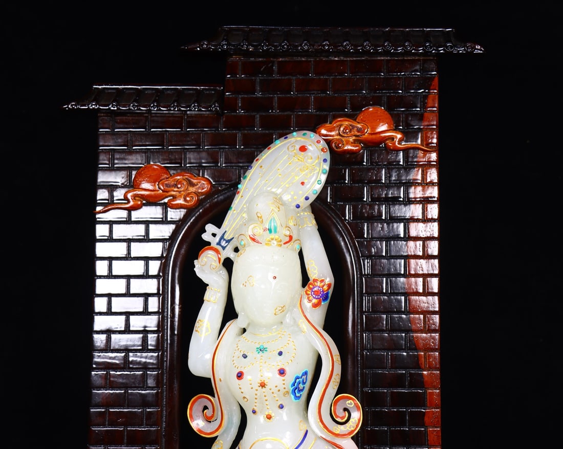 Hand Drawn Chinese Qing Dynasty Hetian Jade Figure Statue - 2