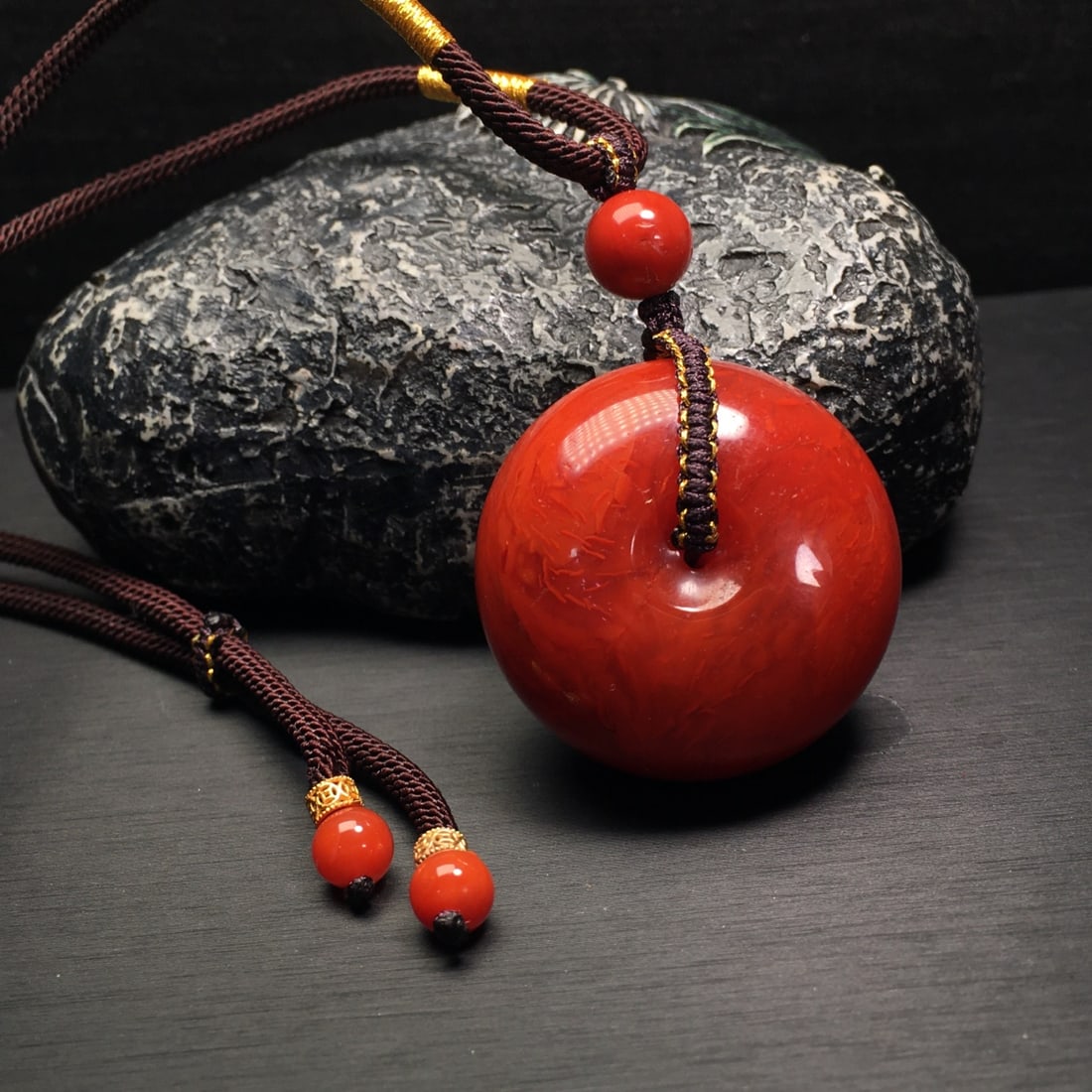 Chinese Natural Nanhong Agate Lucky Pendant with Certificate (1 of 6)