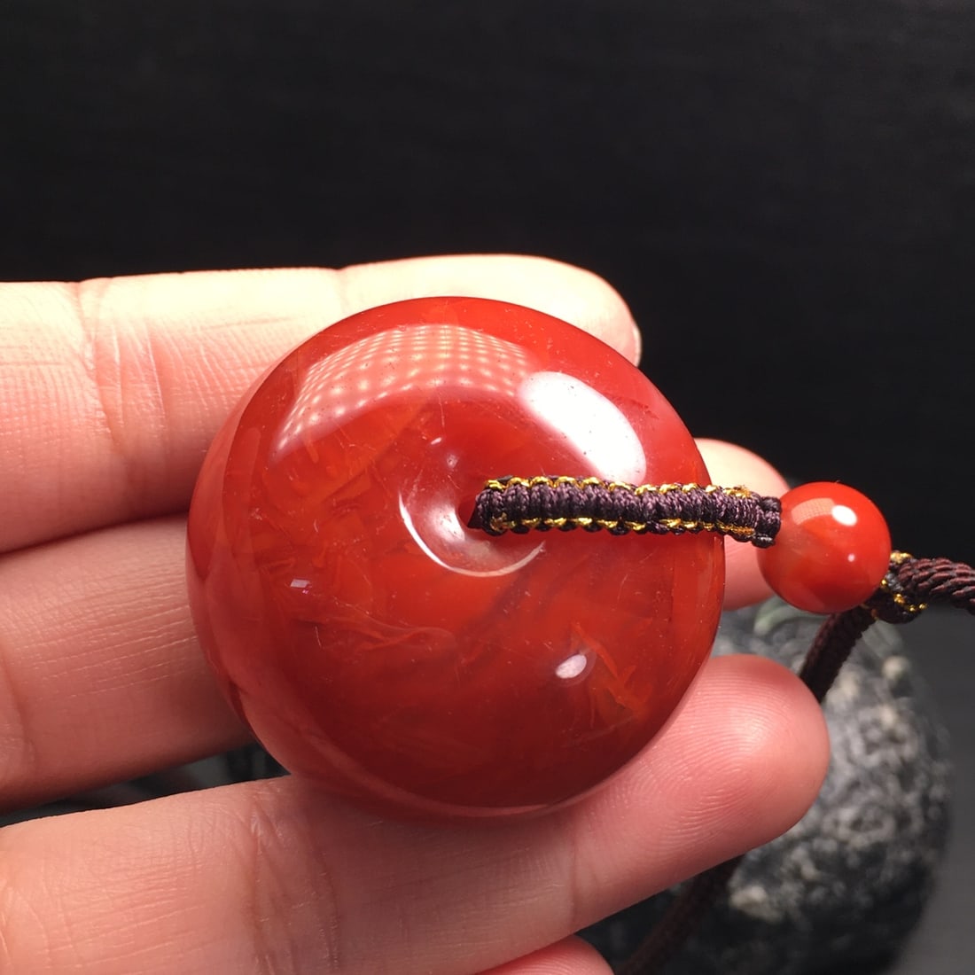 Chinese Natural Nanhong Agate Lucky Pendant with Certificate - 4