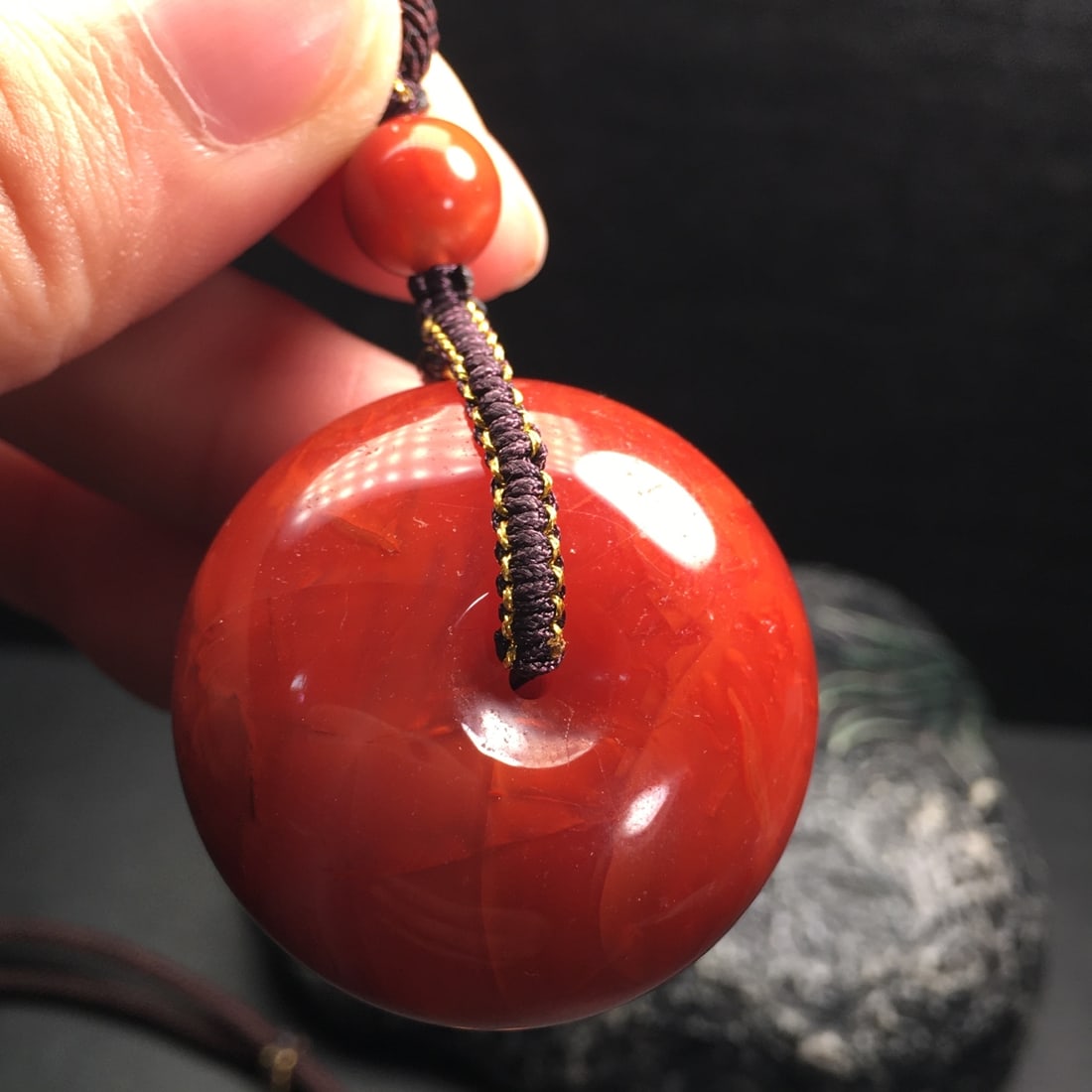 Chinese Natural Nanhong Agate Lucky Pendant with Certificate - 6