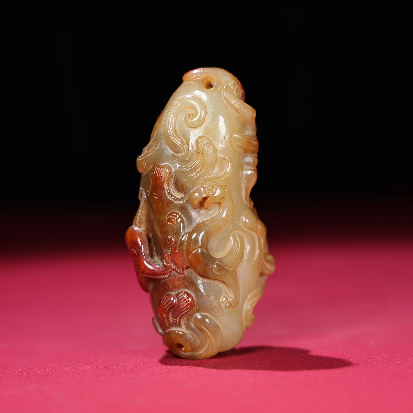 Old Chinese Hetian Jade Chi Dragon Pendant - 5