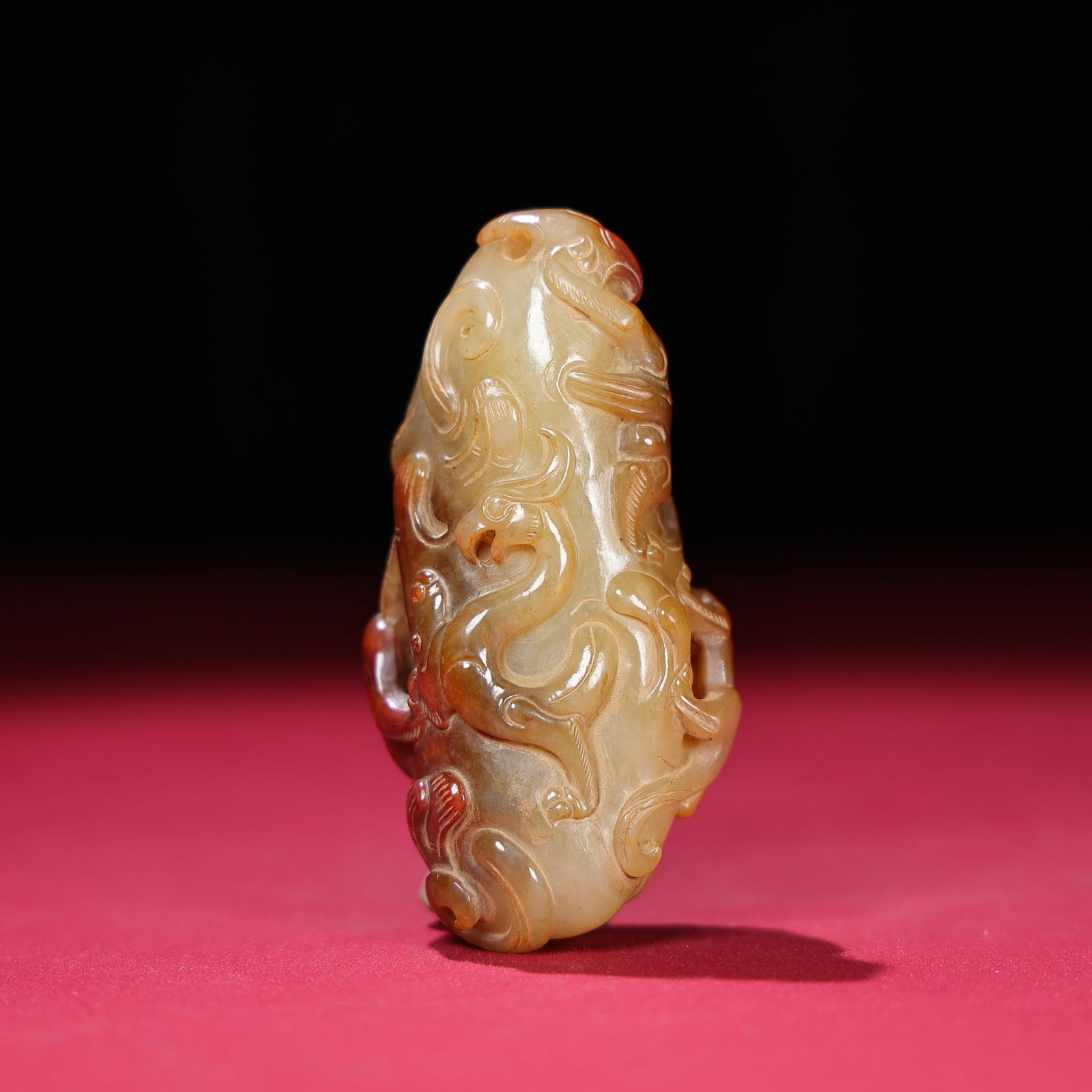 Old Chinese Hetian Jade Chi Dragon Pendant - 7