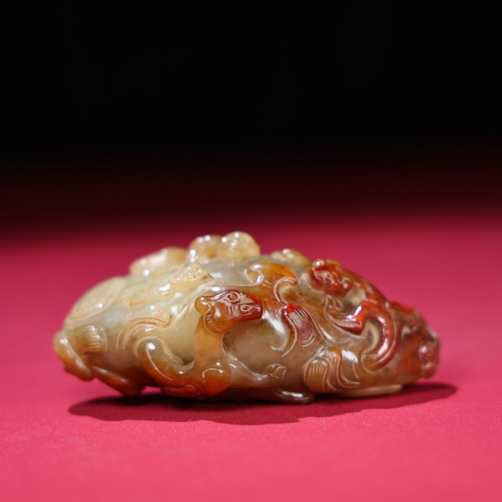 Old Chinese Hetian Jade Chi Dragon Pendant - 8
