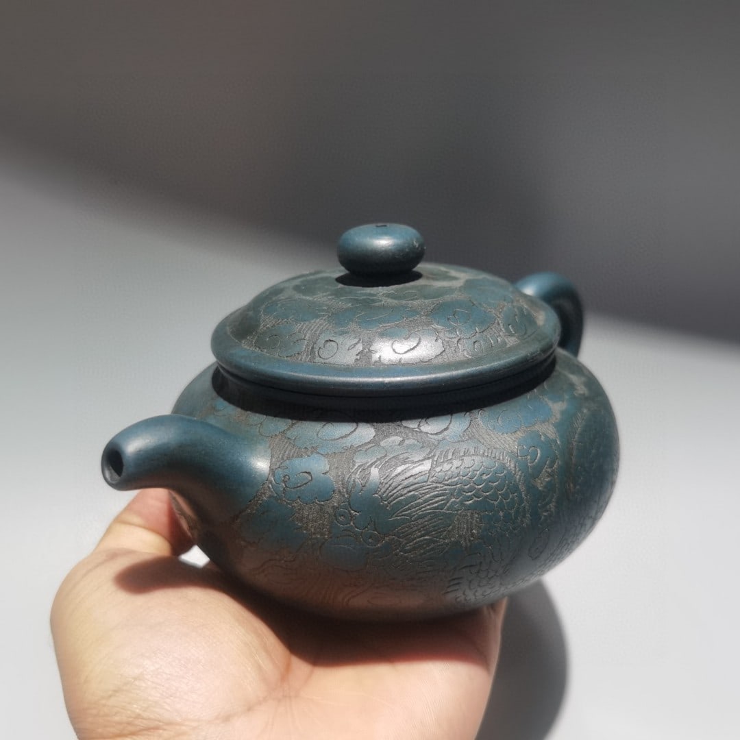 Chinese Yixing Zisha Clay Dragon Phoenix Teapot - 2