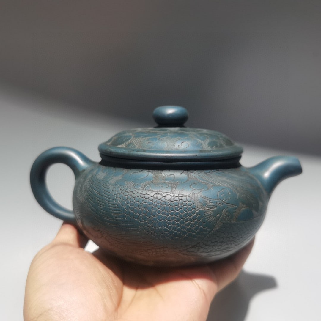 Chinese Yixing Zisha Clay Dragon Phoenix Teapot - 4